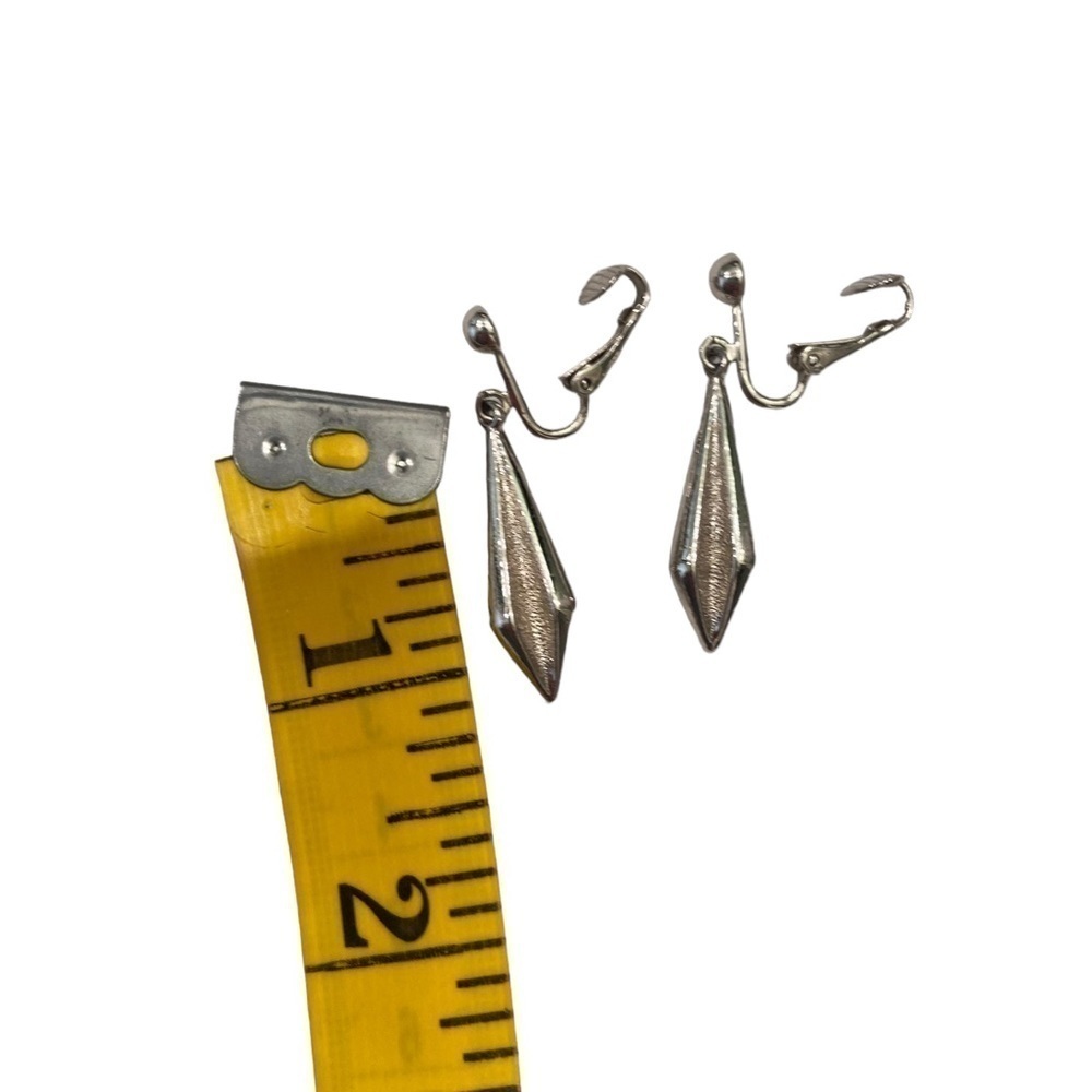 Vintage Silver Tone Triangular Shape Textured 1 I… - image 5